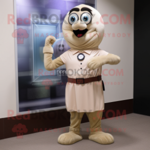 Tan Wrist Watch mascot costume character dressed with a Sheath Dress and Belts