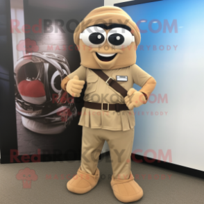 Tan Wrist Watch mascot costume character dressed with a Sheath Dress and Belts