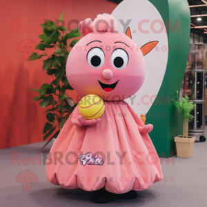Pink Pepper mascot costume character dressed with a Ball Gown and Earrings