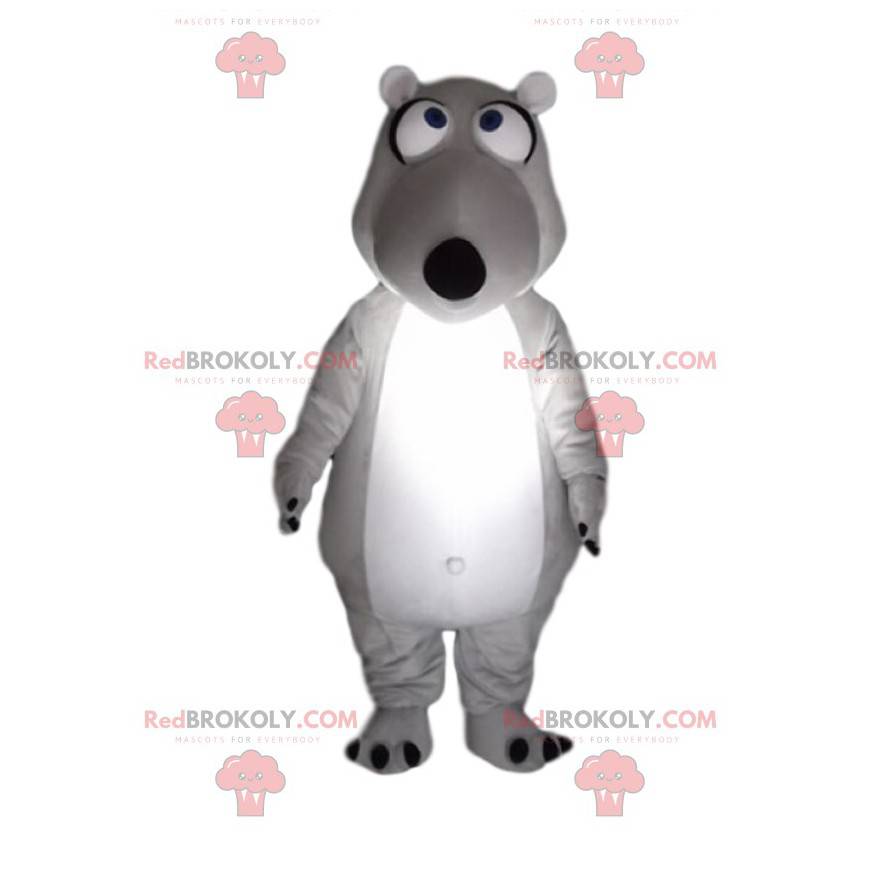 Mascotte d'ours blanc et gris très marrant - Redbrokoly.com