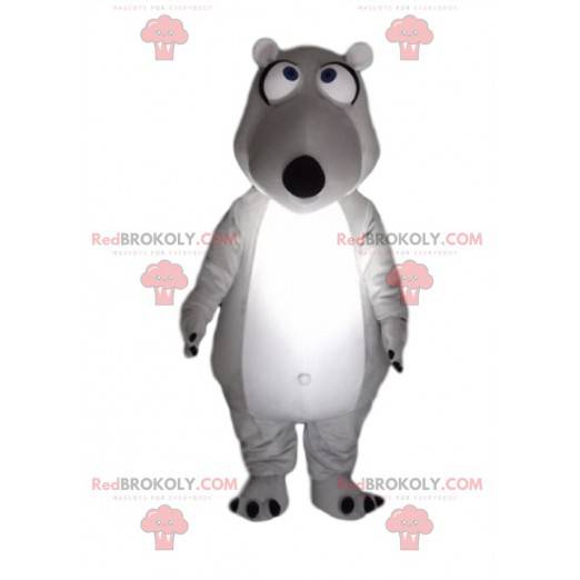 Mascotte d'ours blanc et gris très marrant - Redbrokoly.com
