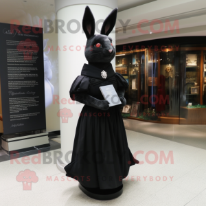 Black Rabbit mascot costume character dressed with a Empire Waist Dress and Earrings