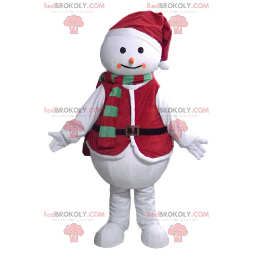 Mascota de muñeco de nieve con un traje de Navidad - Mascota de muñeco de nieve con un traje de Navidad -