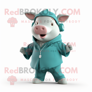 Postava maskota Teal Pig...