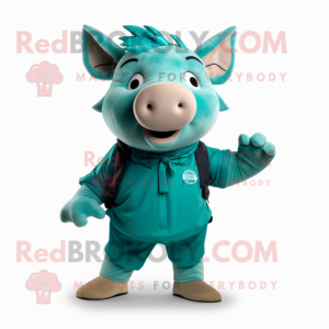 Postava maskota Teal Pig...