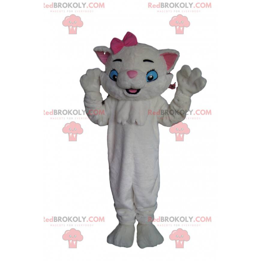 Mascote gato branco muito charmoso com gravata borboleta -