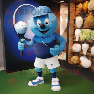 Blauer Golfball Maskottchen...