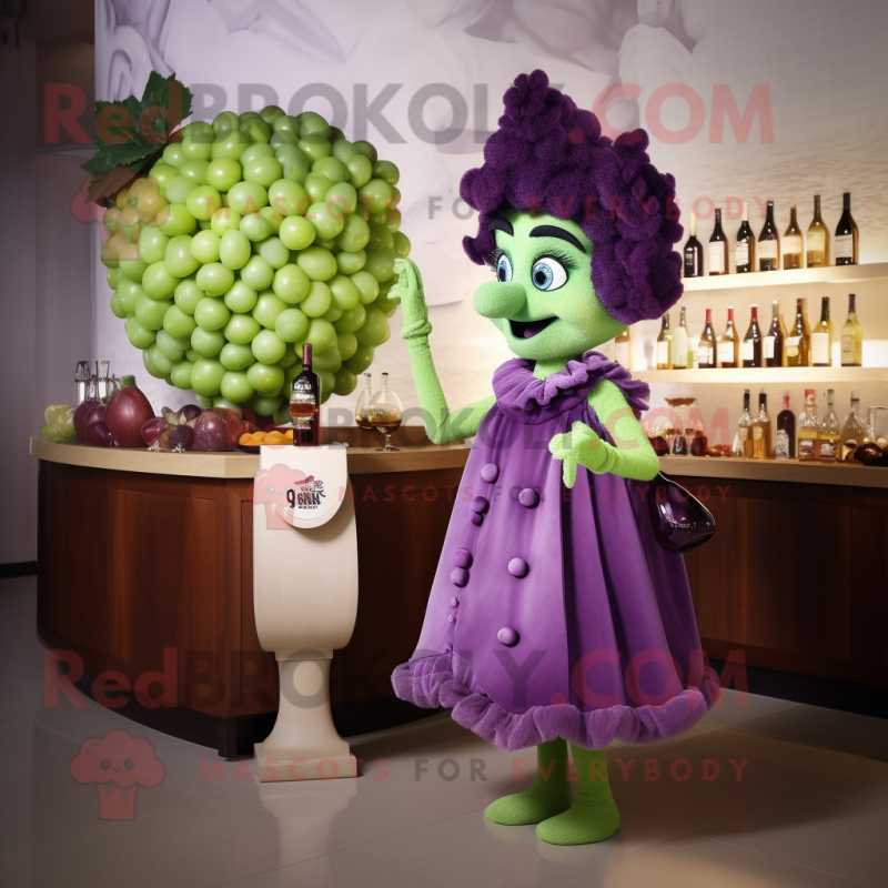 nan Grape mascot costume character dressed with a Cocktail Dress and Watches