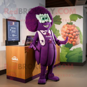 nan Grape mascot costume character dressed with a Cocktail Dress and Watches