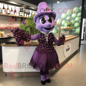 nan Grape mascot costume character dressed with a Cocktail Dress and Watches