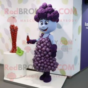 nan Grape mascot costume character dressed with a Cocktail Dress and Watches