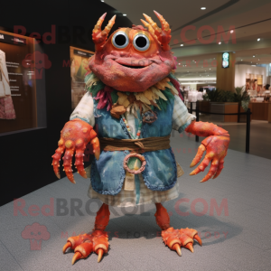 nan Crab mascot costume character dressed with a Blouse and Bracelets