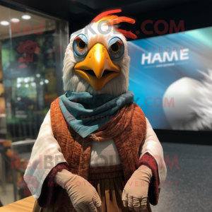 nan Hens mascot costume character dressed with a Vest and Shawls