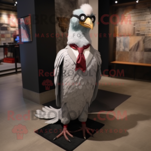 Silver Pheasant mascot costume character dressed with a Dress Pants and Eyeglasses