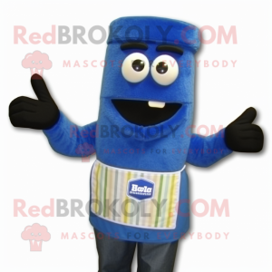 Blue Enchiladas mascot costume character dressed with a Sweater and Gloves