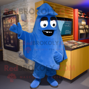 Blue Enchiladas mascot costume character dressed with a Sweater and Gloves