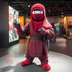 Maroon Ninja maskot kostume...
