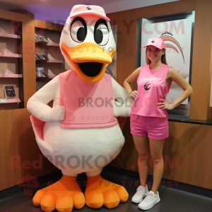 Pink Goose maskot kostume...