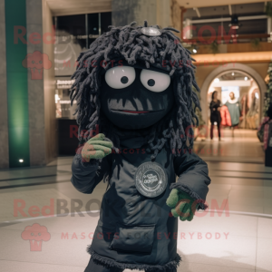 Black Medusa mascot costume character dressed with a Parka and Headbands