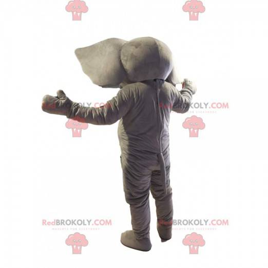 Grå elefantmaskot med jätteöron - Redbrokoly.com