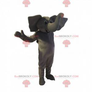 Gray elephant mascot with giant ears - Redbrokoly.com