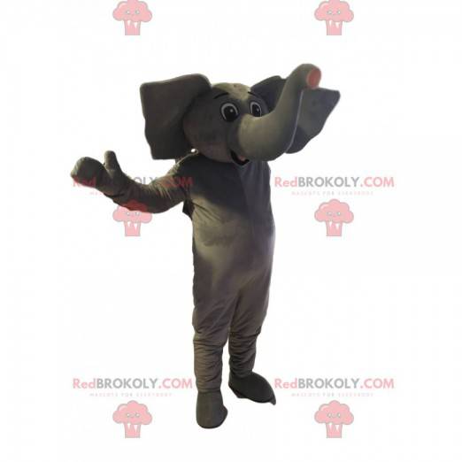 Grå elefantmaskot med jätteöron - Redbrokoly.com