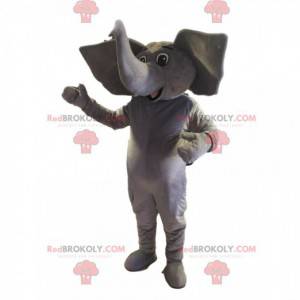 Gray elephant mascot with giant ears - Redbrokoly.com