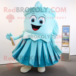 Cyan champagne maskot drakt...