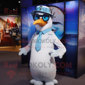 Blue Seagull maskot kostume...