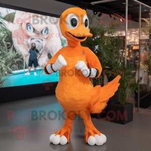 Orange Swan maskot kostym...