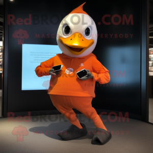 Orange Swan maskot kostume...