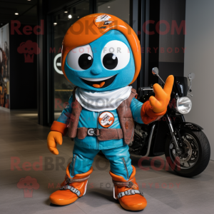 Cyan Orange maskot kostym...