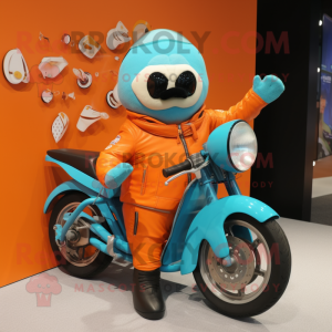 Cyan Orange maskot kostym...