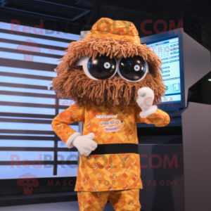 nan Spaghetti mascot costume character dressed with a Jumpsuit and Digital watches