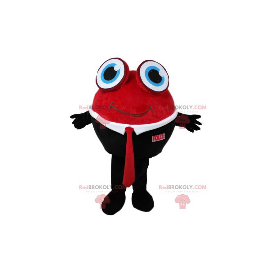 Mascotte de bonhomme rond en costume cravate rouge et noir - Mascotte de bonhomme rond en costume cravate rouge et noir -