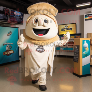 Cream Tacos mascot costume character dressed with a Joggers and Beanies