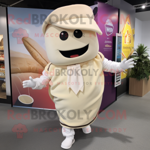 Cream Tacos mascot costume character dressed with a Joggers and Beanies