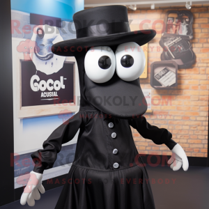Black Squid mascot costume character dressed with a Poplin Shirt and Hats
