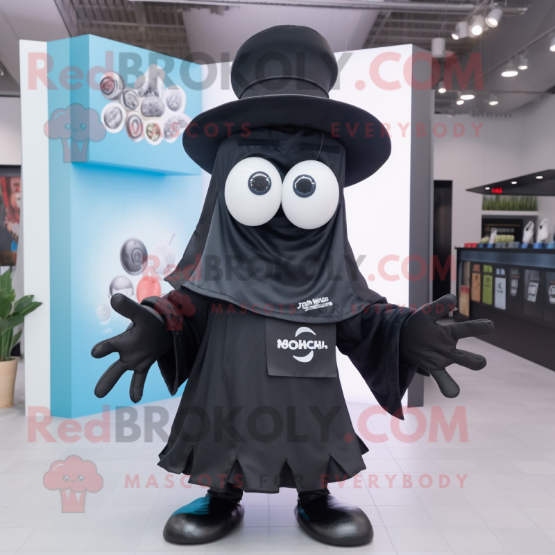 Black Squid mascot costume character dressed with a Poplin Shirt and Hats