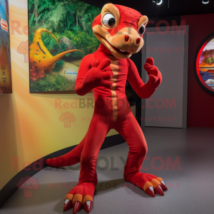 Red Lizard maskot kostume...