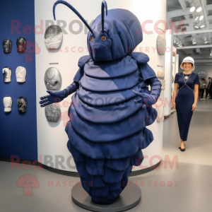 Navy Trilobite mascot costume character dressed with a Midi Dress and Shoe clips