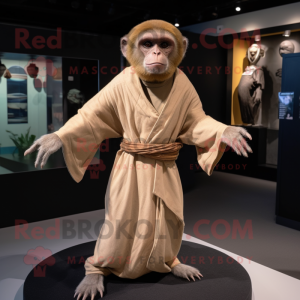 Tan Capuchin Monkey mascot costume character dressed with a Bodysuit and Shawls