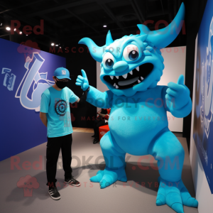 Cyan Devil mascotte kostuum...