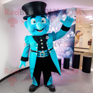 Cyan Ring Master mascot costume character dressed with a Leggings and Suspenders