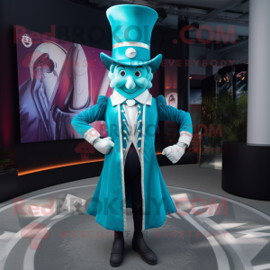 Cyan Ring Master mascot costume character dressed with a Leggings and Suspenders