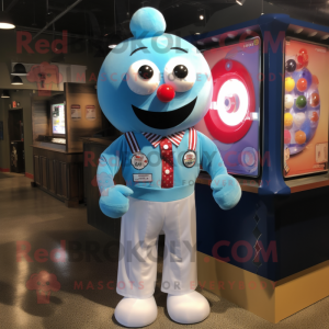 Blue Gumball Machine mascot costume character dressed with a Button-Up Shirt and Ties