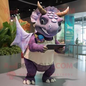 nan Triceratops mascot costume character dressed with a Blouse and Wallets