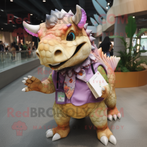 nan Triceratops mascot costume character dressed with a Blouse and Wallets