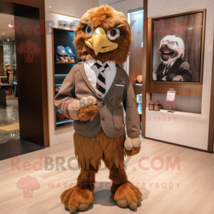 Brown Eagle mascot costume character dressed with a Romper and Bow ties