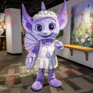 Lavender Tooth Fairy mascot costume character dressed with a Romper and Messenger bags